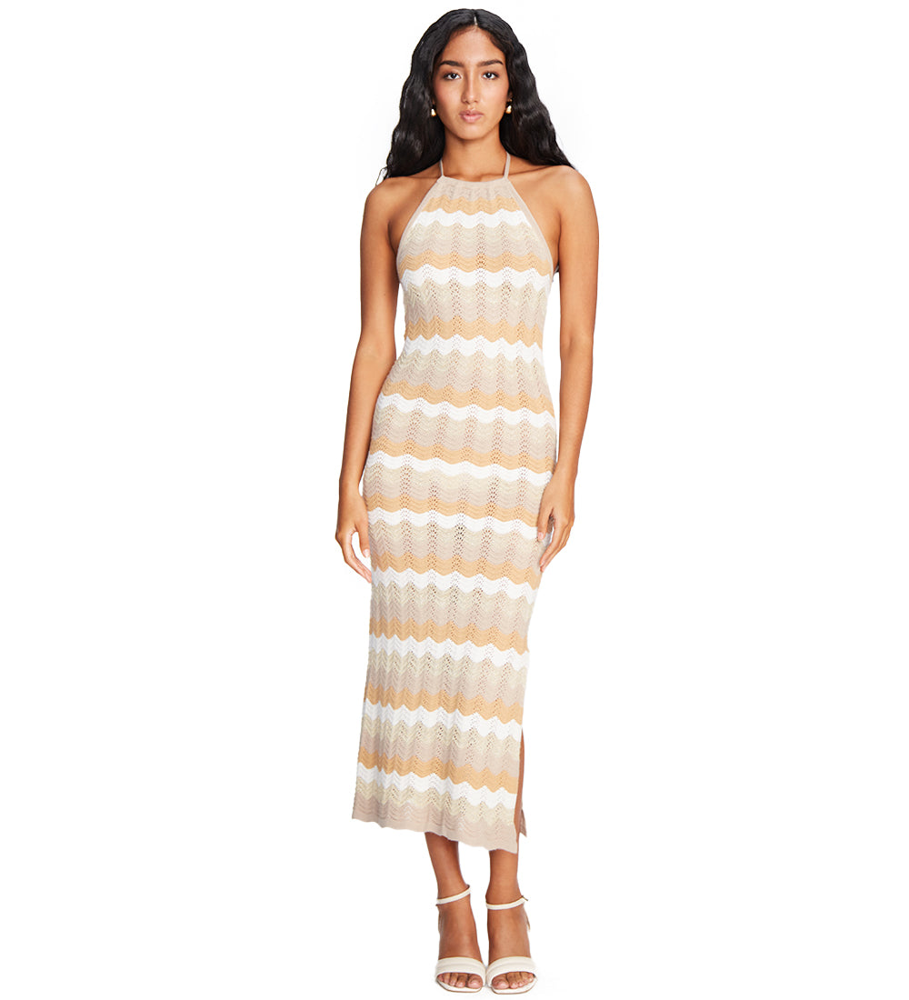 cornelia maxi dress Cornelia Beige Wavy Maxi Dress | Clothing