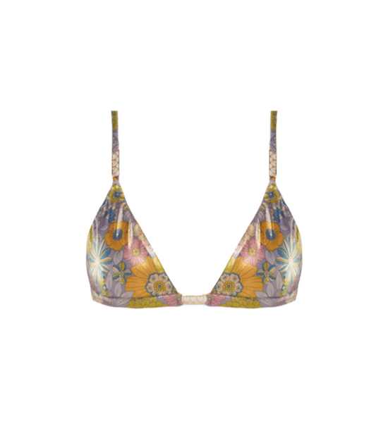 Dalia Metallic Flowers Bikini Top