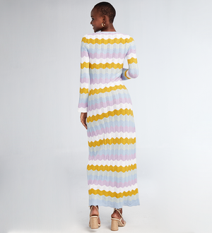 Ella Multicolor Pastel Knitted Maxi Dress