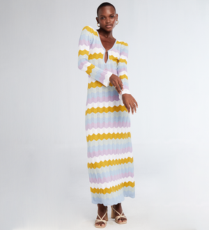 Ella Multicolor Pastel Knitted Maxi Dress