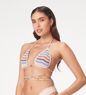 Lulu Gold Shiny With Crochet Bikini Top