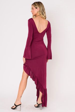 Mari Burgundy Dress